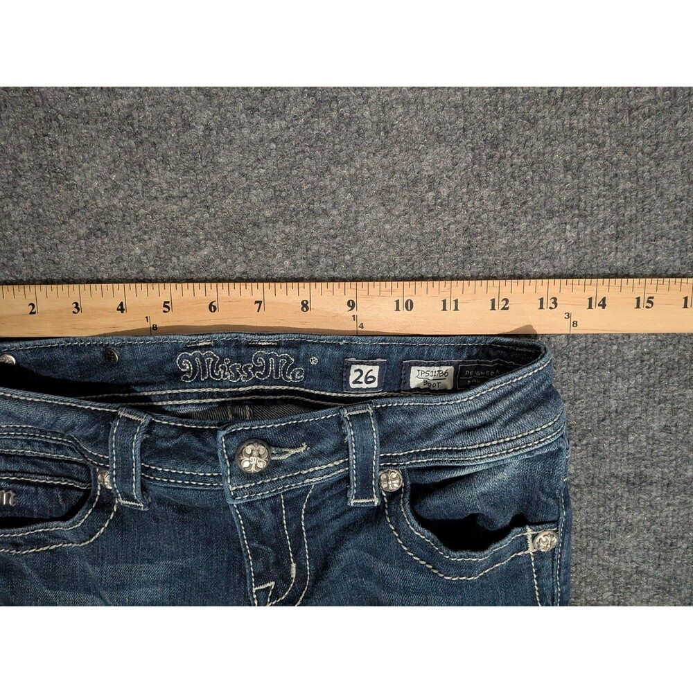 Miss Me Jeans Womens 26x30 Bootcut Embellished Denim Blue - Picture 5 of 10